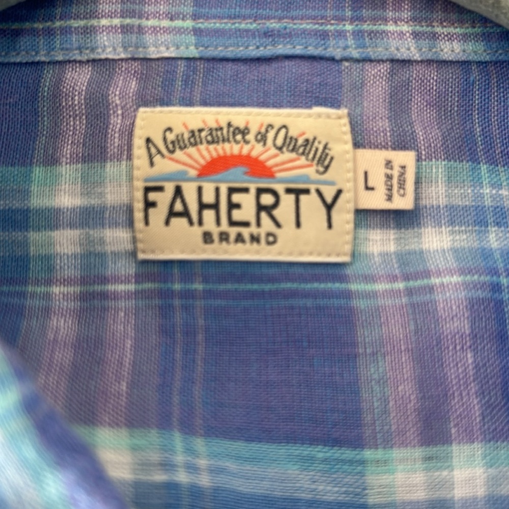Faherty Linen Shirt Laguna Summer Plaid - Picture 10 of 11